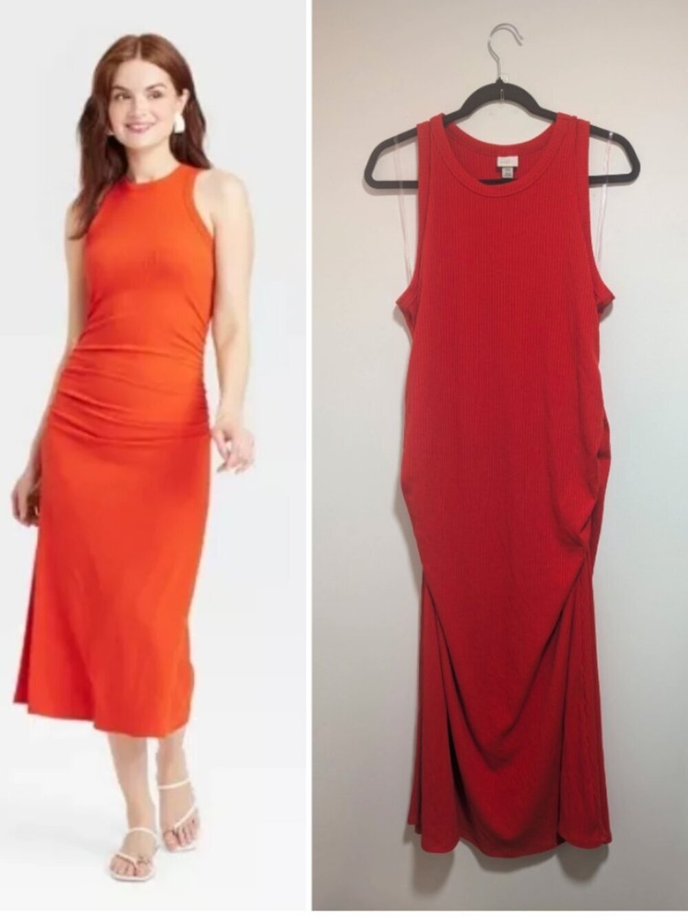 A New Day | Ribbed Ruched Sleeveless Maxi Dress In Red